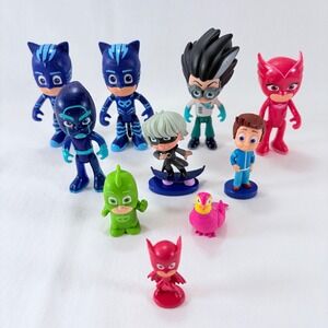 PJ Masks Action Figure Lot 10pc Blue Red Green Catboy Owlette Gekko Romeo Luna